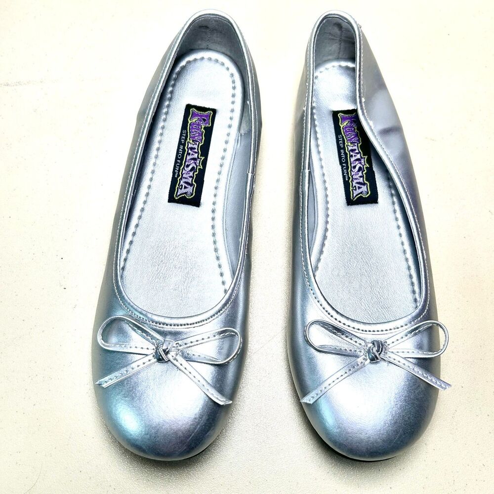 NIB Funtasma Classic Silver Ballet Flat Size 7